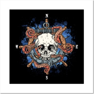 Pirate Boating Captain Compass Anchor Posters and Art